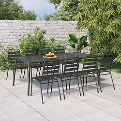 vidaXL Ensemble à manger de jardin 9 pcs anthracite acier