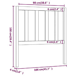 Acheter vidaXL Tête de lit Marron miel 106x4x100 cm Bois massif de pin