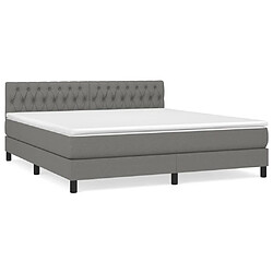 vidaXL Sommier à lattes de lit avec matelas Gris foncé 180x200cm Tissu