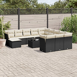 Maison Chic Salon de jardin avec coussins 13 pcs | Ensemble de Table et chaises | Mobilier d'Extérieur noir résine tressée -GKD51019