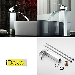 Avis iDeko® Robinet Mitigeur lavabo salle de bain personnalisée évier robinet cascade contemporaine mitigeur finition chromée