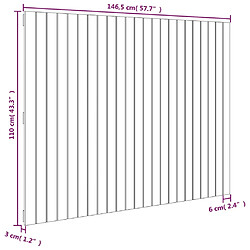 vidaXL Tête de lit murale Gris 146,5x3x110 cm Bois massif de pin pas cher