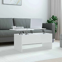 Maison Chic Tabls basse,Table Console pour salon Blanc brillant 102x50,5x46,5 cm Bois d'ingénierie -MN93988