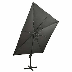 Acheter Maison Chic Parasol Jardin | Parasol déporté avec mat et lumières LED Anthracite 300 cm - GKD24794