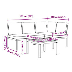 vidaXL Salon de jardin 3 pcs avec coussins noir aluminium pas cher