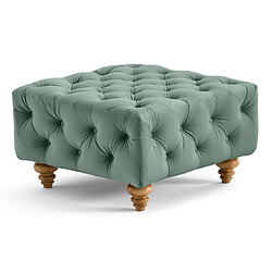 Lisa Design Walter - pouf chesterfield en velours - pieds bois Walter - pouf chesterfield en velours - pieds bois - Bleu