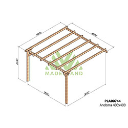 Maderland Pergola accolée en bois lamellé-collé Andorra 400 x 400 cm