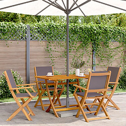 vidaXL Ensemble à manger de jardin 5 pcs anthracite tissu bois massif