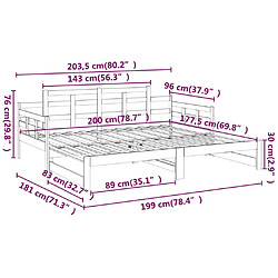 vidaXL Lit coulissant sans matelas bois de pin massif 2x(90x200) cm pas cher