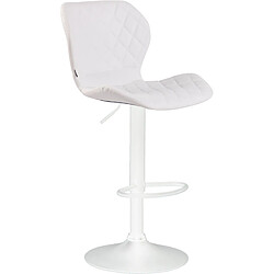 Decoshop26 Tabouret de bar x1 avec coutures décoratives en forme de losanges en PVC blanc et métal blanc 10_0004654