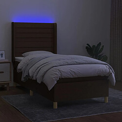 Avis Maison Chic Lit adulte- Lit + matelas + LED,Sommier à lattes de lit matelas LED Marron foncé 90x190cm Tissu -GKD23837