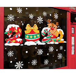 2PCS Stickers de décoration de Noël Shopping Mall Verre Stickers Stickers Statiques de Noël à l'heure