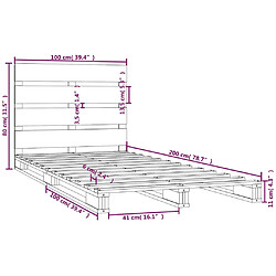 vidaXL Cadre de lit sans matelas gris 100x200 cm bois massif de pin pas cher