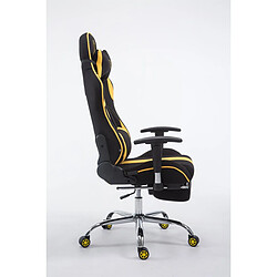 Acheter Decoshop26 Fauteuil de bureau gamer avec repose-pieds extensible mécanisme de bascule en tissu noir / jaune 10_0002757