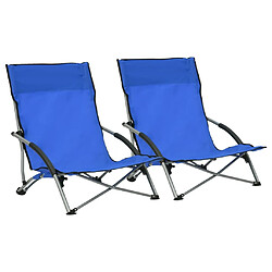 vidaXL Chaises de plage pliables lot de 2 Bleu Tissu 