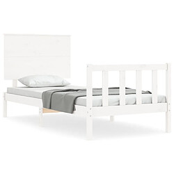 Maison Chic Cadre/structure de lit et tête de lit pour adulte - Lit Moderne Chambre blanc 100x200 cm bois massif -MN66534