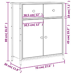 vidaXL Buffet noir 70x30x80 cm bois d'ingénierie pas cher