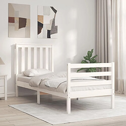 Maison Chic Cadre/structure de lit avec tête de lit pour adulte - Lit Moderne Chambre blanc petit simple bois massif -MN83196