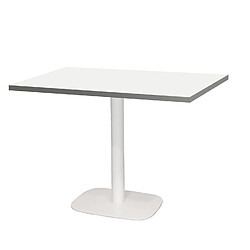 Restootab Table 120x70cm - modèle Round pied blanc blanc chants inox