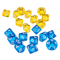 Avis 20 pièces dés polyédriques D10 pour donjons et dragons jaune + bleu