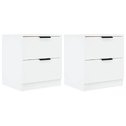 vidaXL Tables de chevet 2 pcs Blanc Bois d'ingénierie