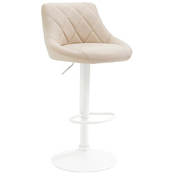 Decoshop26 Tabouret de bar en synthétique crème pivotant avec repose-pieds métal blanc coutures décoratives TDB10591