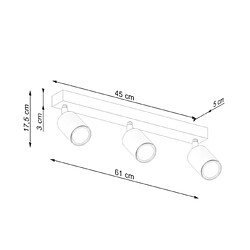 Sollux Spot de Plafond Moderne Bar Bois, Blanc 3x GU10 pas cher