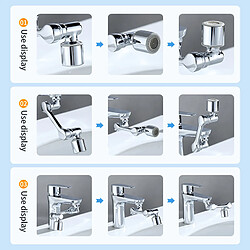 INF Rallonge de robinet pivotante à 1080 degrés avec 2 modes de débit Silver