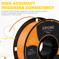 None Filament PETG ERYONE pour imprimante 3D 1,75 mm Tolérance 0,03 mm 1 kg (2,2 lbs)/bobine - Orange