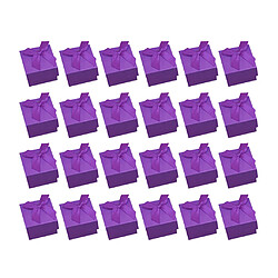 24 pack candy couleur carrés boîtes à bijoux en carton bowknot mariage violet pas cher