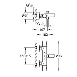 GROHE - Mitigeur de bain thermostatique et mural Precision Get