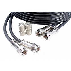 Avis 5m, Câble d'extension Double Pour Satellite TV/TNT. Câble Coaxial Noir. 4 x F-Connecteurs Avec 2 X Raccord Fiches F Femelle Femelle