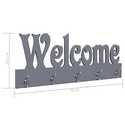 vidaXL Porte-manteau mural WELCOME Gris 74x29,5 cm pas cher