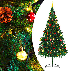 vidaXL Arbre de Noël artificiel pré-éclairé avec boules vert 210 cm