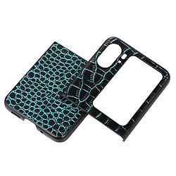 Avizar Coque Cuir pour Oppo Find N2 Flip Effet Croco Bords Surélevés Bleu Turquoise