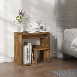 Maison Chic Table de chevet,Table de Nuit,Meuble de Rangement Chêne fumé 40x30x40 cm Bois d'ingénierie