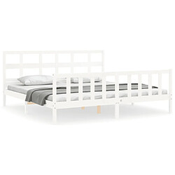 Maison Chic Lit adulte - Cadre Structure de lit avec tête de lit Contemporain blanc 200x200 cm bois massif -MN43002