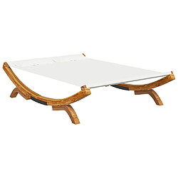 vidaXL Lit de repos extérieur 165x188,5x46 cm Bois courbé massif Crème