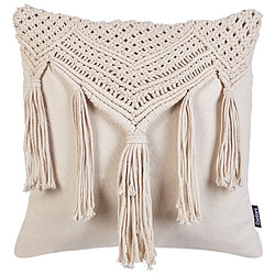 Acheter Beliani Lot de 2 coussins BEDADI Coton 45 x 45 cm Géométrique Macramé Beige clair