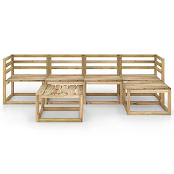 Avis Maison Chic Salon de jardin 6 pcs - Table et chaises d'extérieur - Mobilier/Meubles de jardin Moderne bois de pin imprégné de vert -MN84329