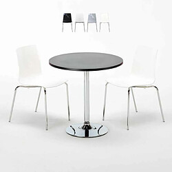 Grand Soleil Table carré et ronde avec 2 Chaises colo