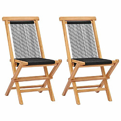 Maison Chic Lot de 2 Chaises pliables de jardin - Fauteuil d'extérieur Bois de teck solide et corde -MN53213