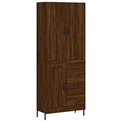 vidaXL Buffet haut Chêne marron 69,5x34x180 cm Bois d'ingénierie