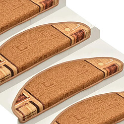 Avis vidaXL Tapis d'escalier autocollants 15 pcs Beige 65x21x4 cm