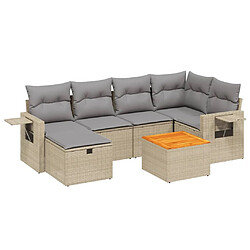 vidaXL Salon de jardin avec coussins 7pcs mélange beige résine tressée