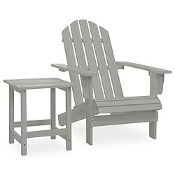 Maison Chic Chaise de jardin avec table - Fauteuil d'extérieur Adirondack Bois de sapin Gris -MN11456