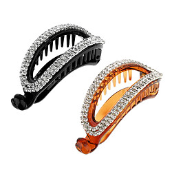 2x Crystal Hair Banana Clip Clamp Double Girls Accessoires de Cheveux pour Femmes