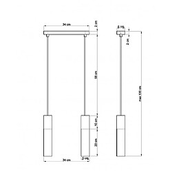 Acheter Luminaire Center Suspension Borgio Acier,béton blanc gris 2 ampoules 90cm