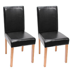 Mendler Lot de 2 chaises de séjour Littau ~ simili-cuir, noir, pieds clairs