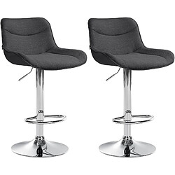 Non Lot de 2 tabourets de bar Vonore tissu chrome